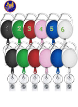 Charger l&#39;image dans la galerie, Porte-badges rétractables avec clip de ceinture et porte-clés, couleurs assorties.